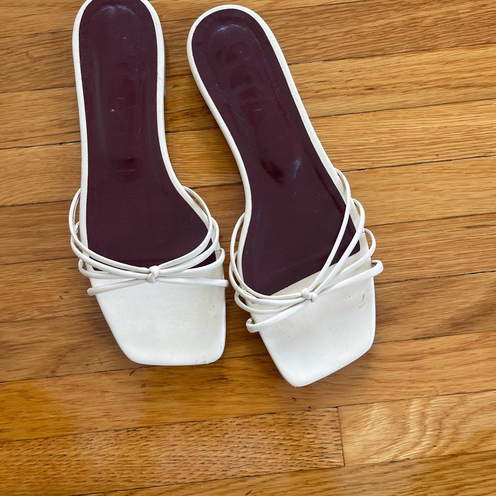 Staud White Open-Toe Sandals with Intricate Straps